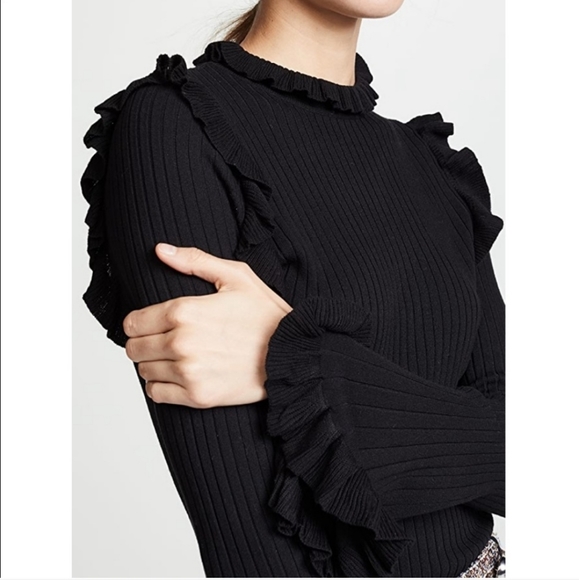 Line + Dot Revolve Jill Ribbed Knit Bell Sleeve Ruffle Sweater - Picture 3 of 15